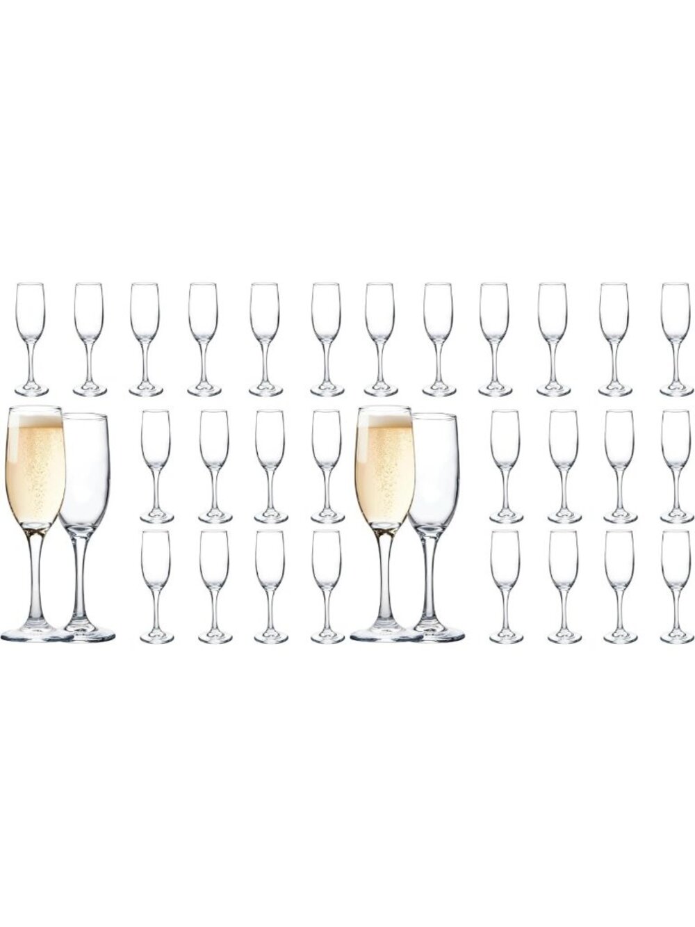 Set of 16 Classic Champagne Flutes - Long Stem Sparkling Wine Glasses for